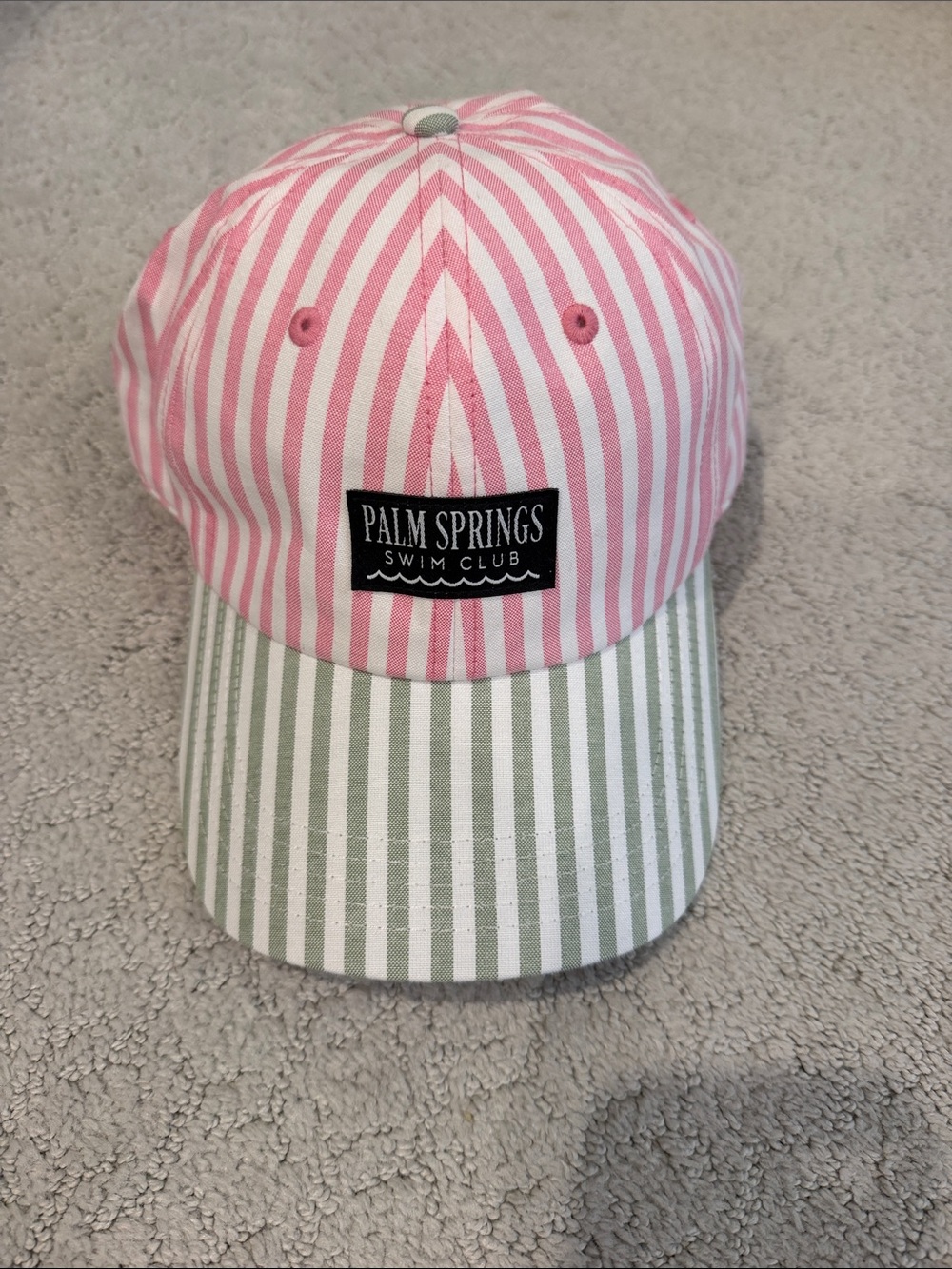 Anthropologie NWOT Palm Springs Swim Club Striped Baseball Cap - Pink & Sage